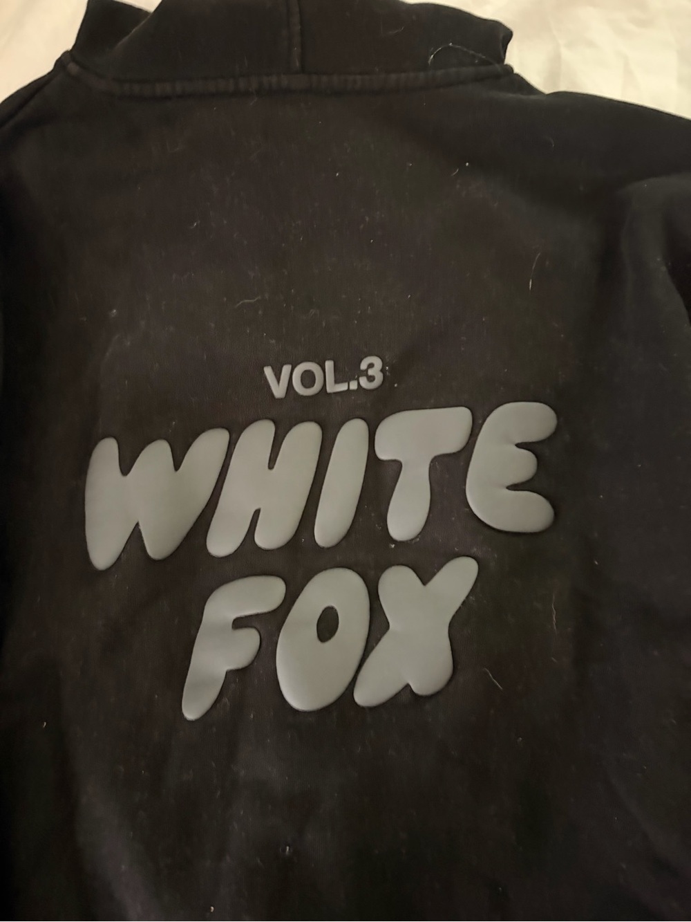 White Fox Boutique Black Sweatshirt with Gray 'WHITE FOX' Logo